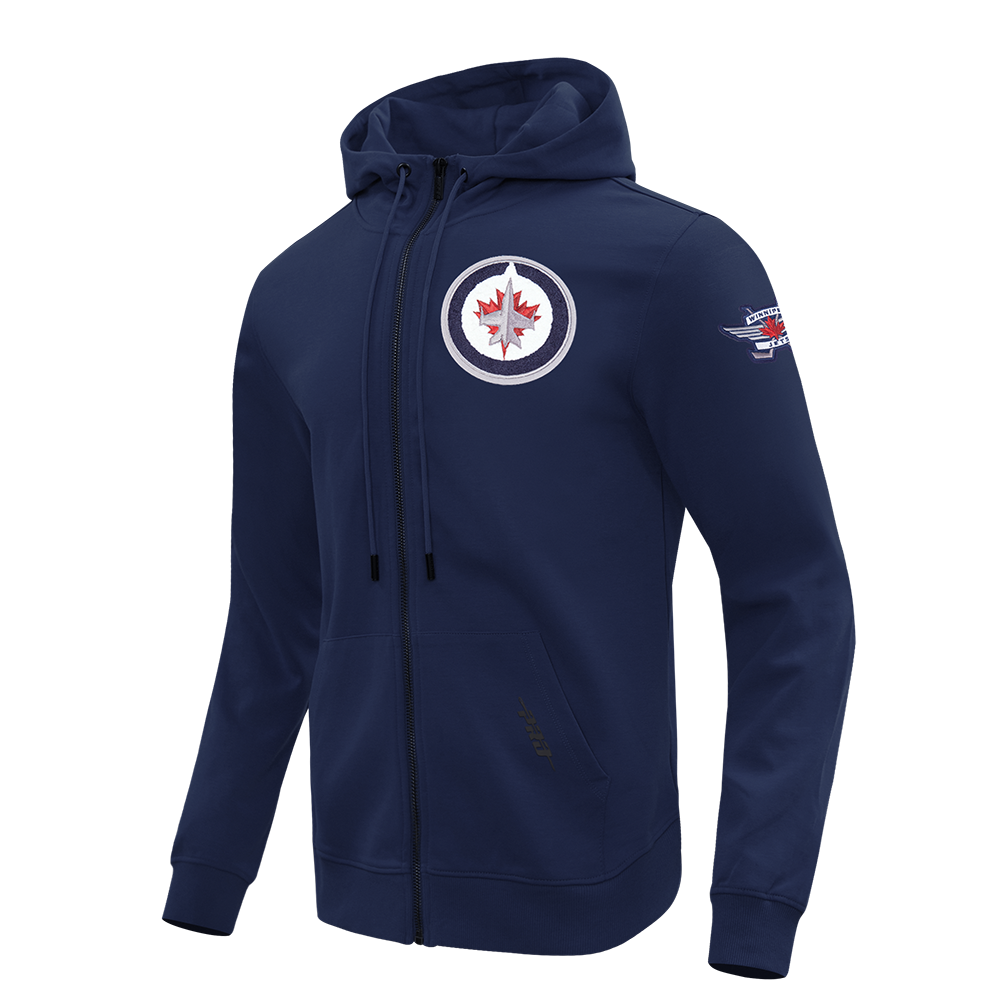 NHL WINNIPEG JETS CLASSIC CHENILLE MEN'S DK FZ PO HOODIE (MIDNIGHT NAVY)