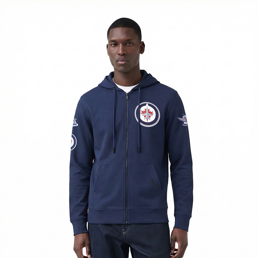 NHL WINNIPEG JETS CLASSIC CHENILLE MEN'S DK FZ PO HOODIE (MIDNIGHT NAVY)