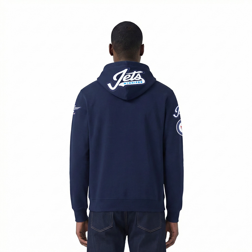 NHL WINNIPEG JETS CLASSIC CHENILLE MEN'S DK FZ PO HOODIE (MIDNIGHT NAVY)