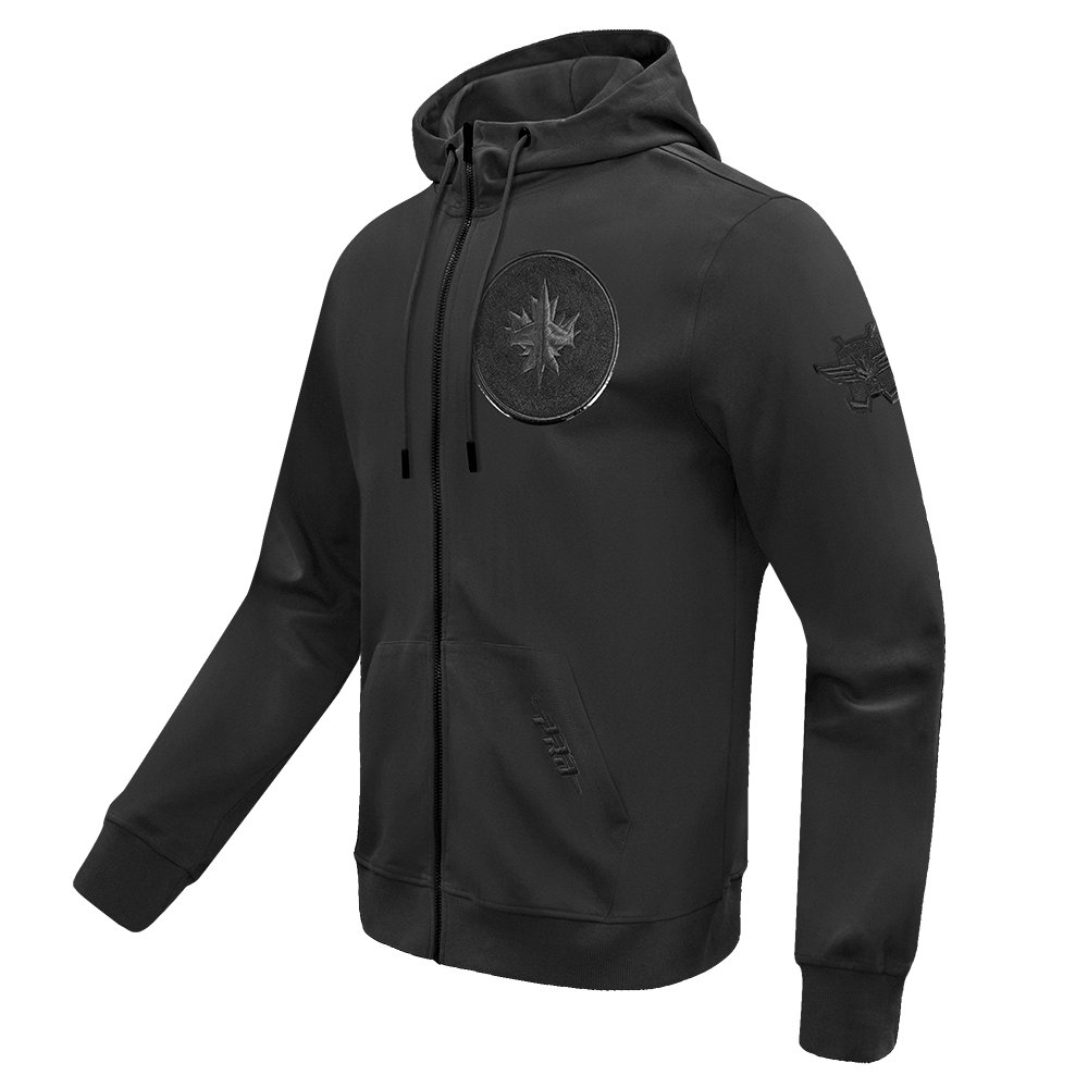 NHL WINNIPEG JETS CLASSIC 3BK CHANDAIL À CAPUCHON EN MAILLE DOUBLE À GLISSIÈRE POUR HOMME (TRIPLE NOIR)