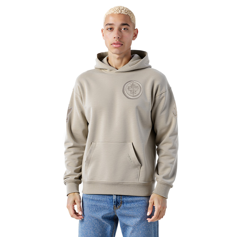 NHL WINNIPEG JETS NEUTRAL CHANDAIL À CAPUCHON EN MOLLETON À ÉPAULES TOMBANTES POUR HOMME (TAUPE)