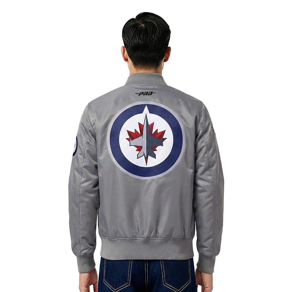 NHL WINNIPEG JETS CLASSIC SATIN MEN'S JACKET (GRAY)