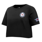 NHL WINNIPEG JETS CLASSIC T-SHIRT EN JERSEY SIMPLE À COUPE CARRÉE POUR FEMME (NOIR)