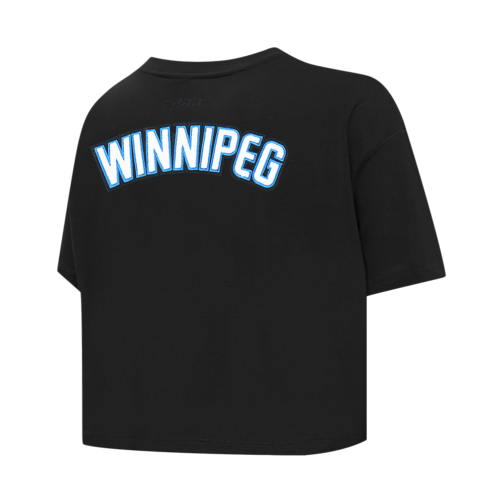 NHL WINNIPEG JETS CLASSIC T-SHIRT EN JERSEY SIMPLE À COUPE CARRÉE POUR FEMME (NOIR)