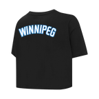 NHL WINNIPEG JETS CLASSIC T-SHIRT EN JERSEY SIMPLE À COUPE CARRÉE POUR FEMME (NOIR)