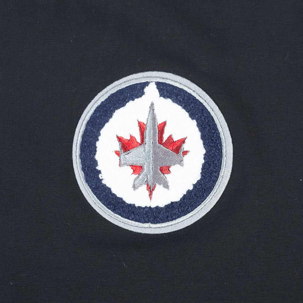 NHL WINNIPEG JETS CLASSIC T-SHIRT EN JERSEY SIMPLE À COUPE CARRÉE POUR FEMME (NOIR)