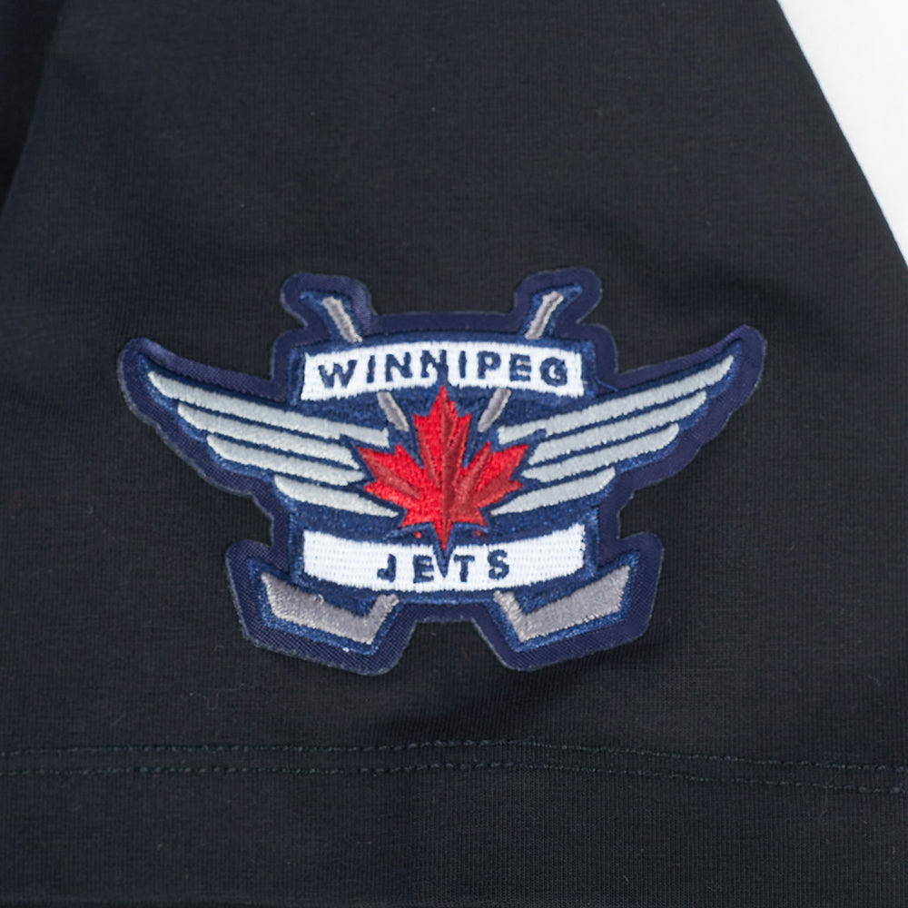 NHL WINNIPEG JETS CLASSIC T-SHIRT EN JERSEY SIMPLE À COUPE CARRÉE POUR FEMME (NOIR)