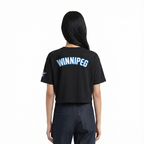 NHL WINNIPEG JETS CLASSIC T-SHIRT EN JERSEY SIMPLE À COUPE CARRÉE POUR FEMME (NOIR)