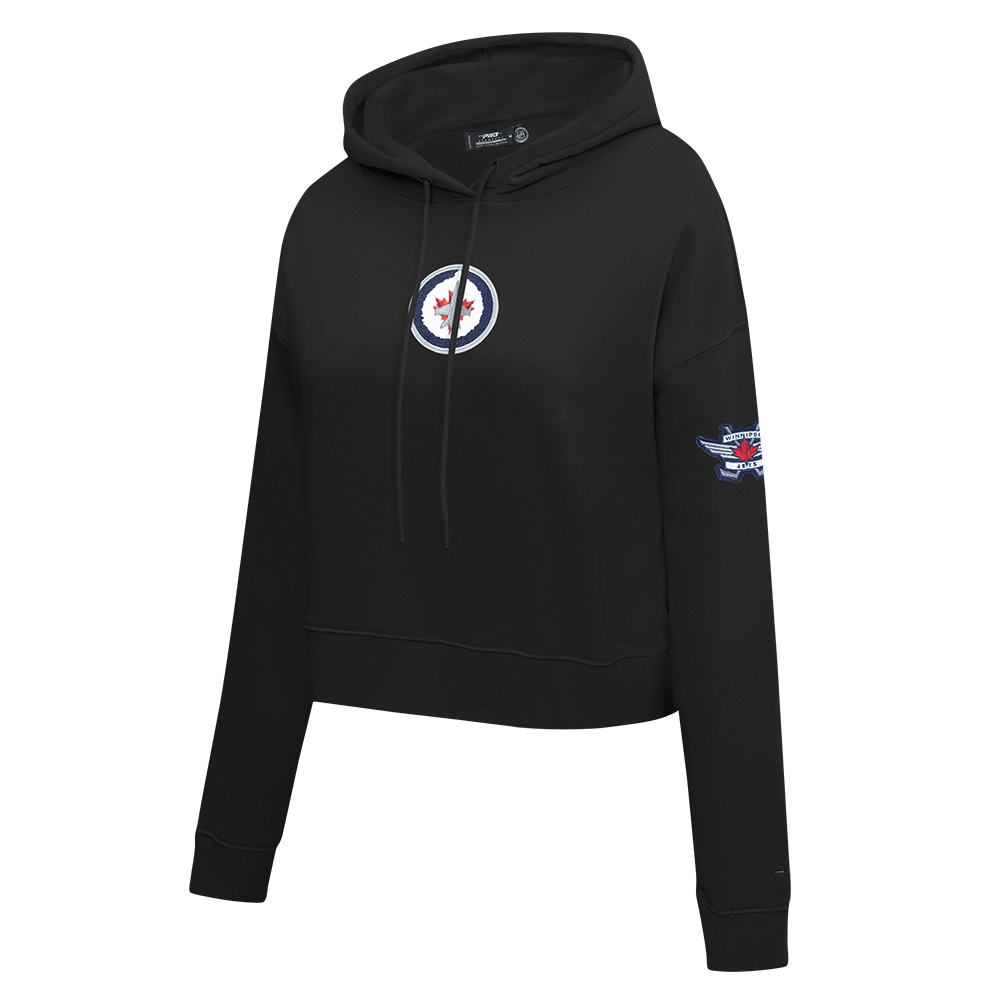 NHL WINNIPEG JETS CLASSIC CHANDAIL À CAPUCHON COURT EN MOLLETON POUR FEMME (NOIR)