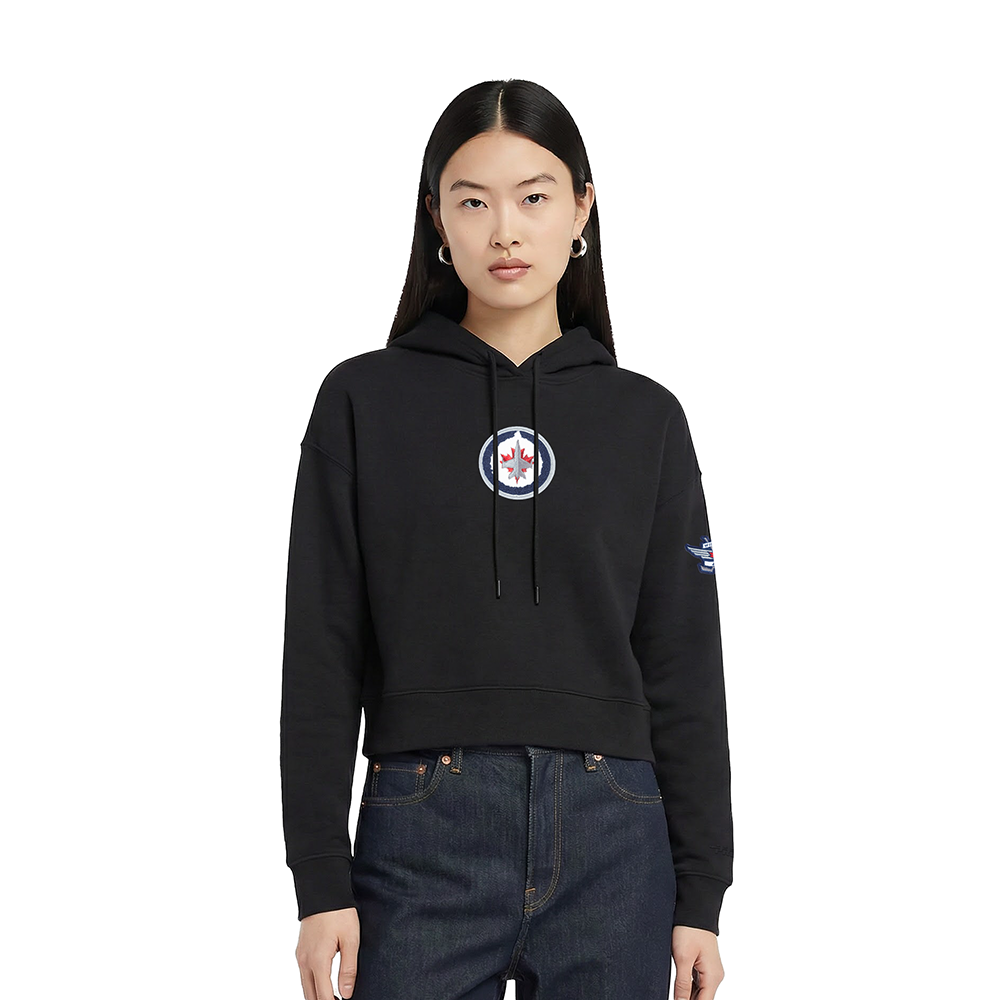 NHL WINNIPEG JETS CLASSIC CHANDAIL À CAPUCHON COURT EN MOLLETON POUR FEMME (NOIR)