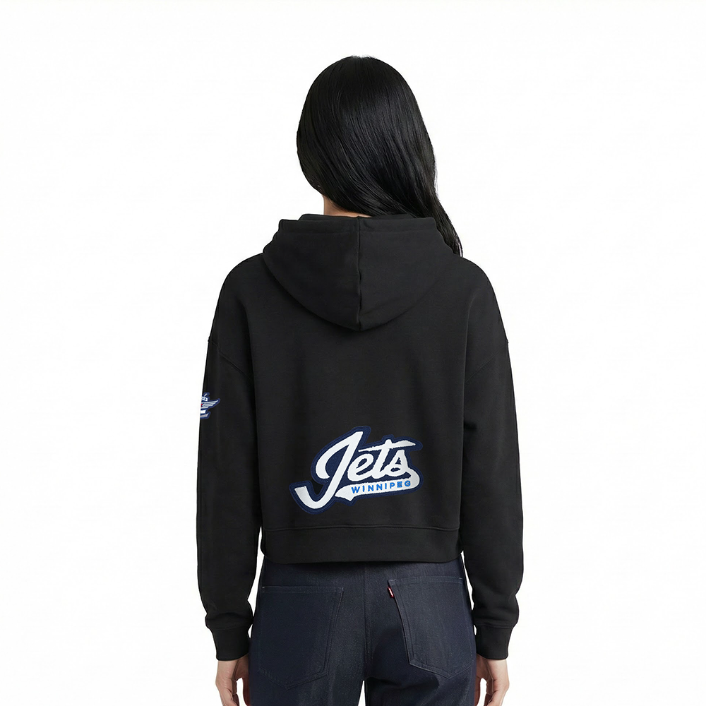 NHL WINNIPEG JETS CLASSIC WOMEN'S FLC  CROPPED PO HOODIE (BLACK)