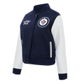 NHL WINNIPEG JETS CLASSIC WOMEN'S WOOL VARSITY JACKET (MIDNIGHT NAVY/WHITE)