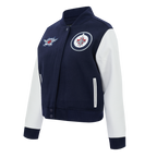 NHL WINNIPEG JETS CLASSIC WOMEN'S WOOL VARSITY JACKET (MIDNIGHT NAVY/WHITE)