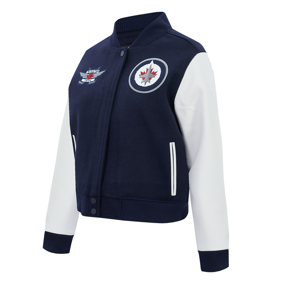 NHL WINNIPEG JETS CLASSIC WOMEN'S WOOL VARSITY JACKET (MIDNIGHT NAVY/WHITE)