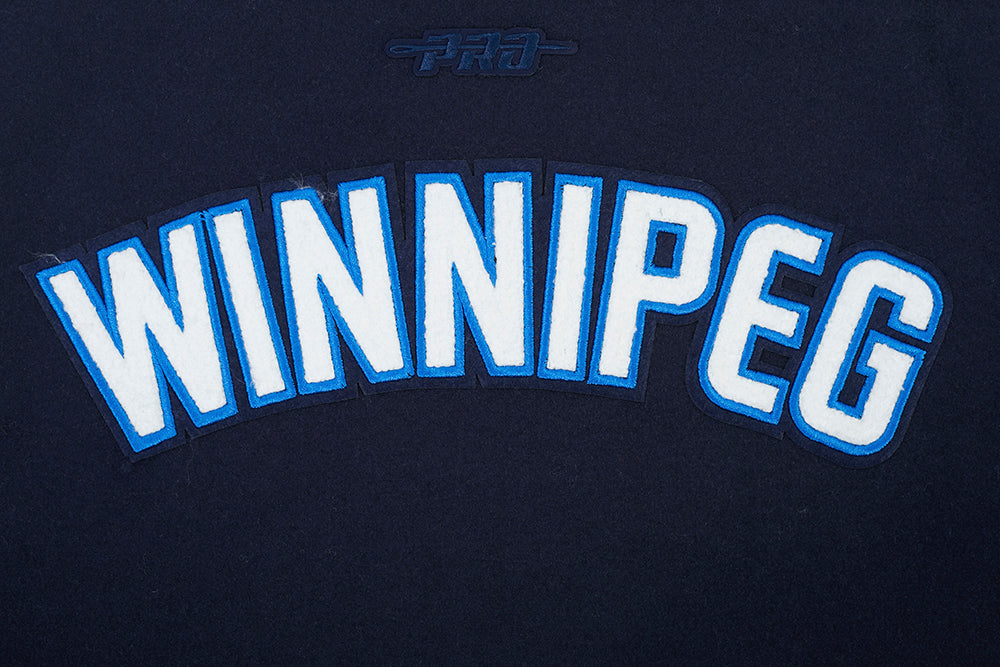 NHL WINNIPEG JETS CLASSIC WOMEN'S WOOL VARSITY JACKET (MIDNIGHT NAVY/WHITE)