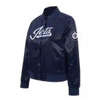 NHL WINNIPEG JETS CLASSIC WOMEN'S SATIN JACKET (MIDNIGHT NAVY)