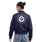 NHL WINNIPEG JETS CLASSIC WOMEN'S SATIN JACKET (MIDNIGHT NAVY)