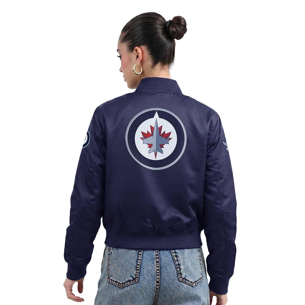 NHL WINNIPEG JETS CLASSIC WOMEN'S SATIN JACKET (MIDNIGHT NAVY)