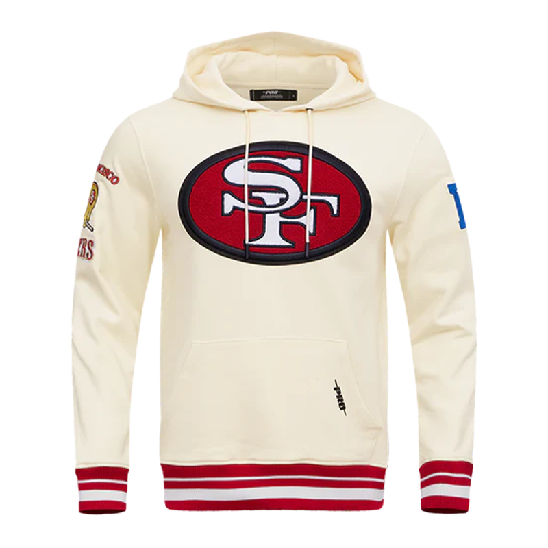 NFL SAN FRANCISCO 49ERS RETRO CLASSIC MEN'S PULLOVER HOODIE (EGGSHELL/RED)