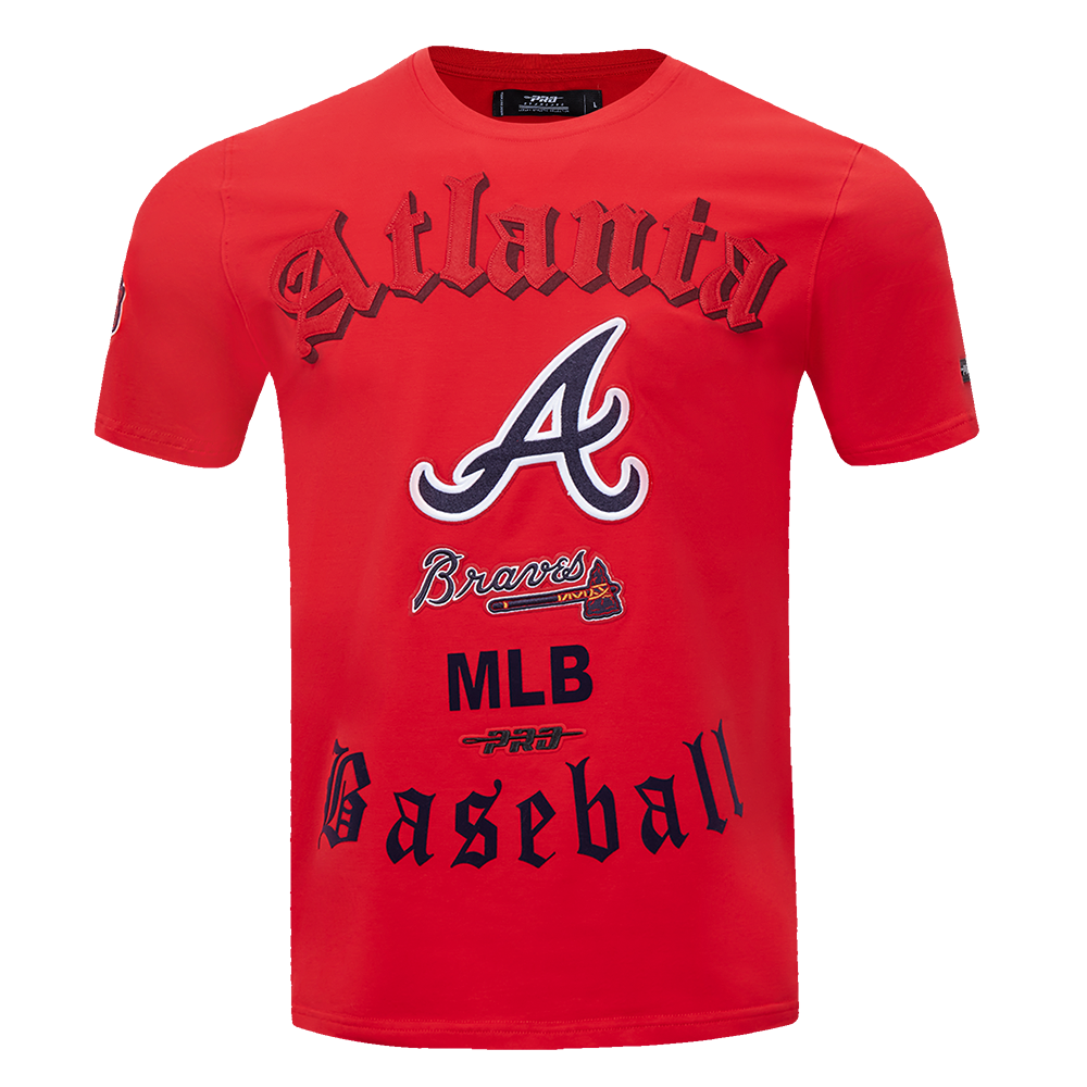 MLB ATLANTA BRAVES OLD ENGLISH HAUT EN JERSEY SIMPLE POUR HOMME (ROUGE)