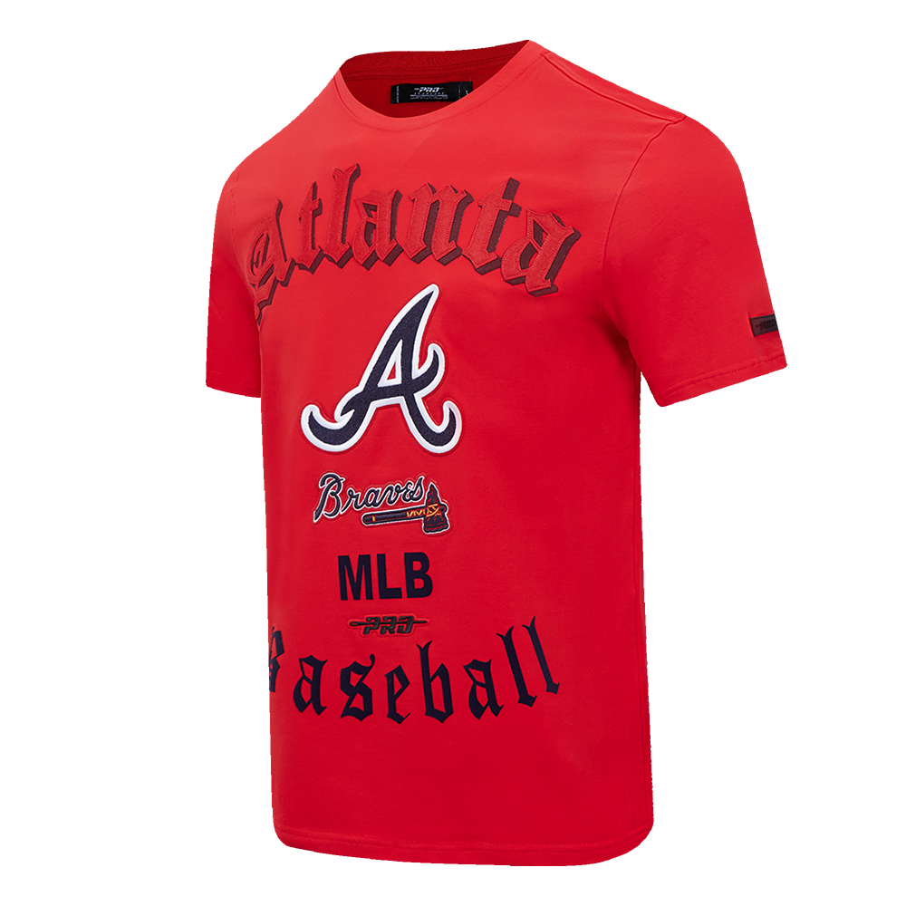 MLB ATLANTA BRAVES OLD ENGLISH HAUT EN JERSEY SIMPLE POUR HOMME (ROUGE)
