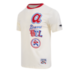 MLB ATLANTA BRAVES RETRO CASCADE HAUT À BORDURES CONTRASTANTES POUR HOMME (COQUILLE D'ŒUF/ROUGE)