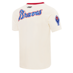 MLB ATLANTA BRAVES RETRO CASCADE HAUT À BORDURES CONTRASTANTES POUR HOMME (COQUILLE D'ŒUF/ROUGE)