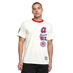 MLB ATLANTA BRAVES RETRO CASCADE HAUT À BORDURES CONTRASTANTES POUR HOMME (COQUILLE D'ŒUF/ROUGE)