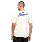 MLB ATLANTA BRAVES RETRO CASCADE HAUT À BORDURES CONTRASTANTES POUR HOMME (COQUILLE D'ŒUF/ROUGE)