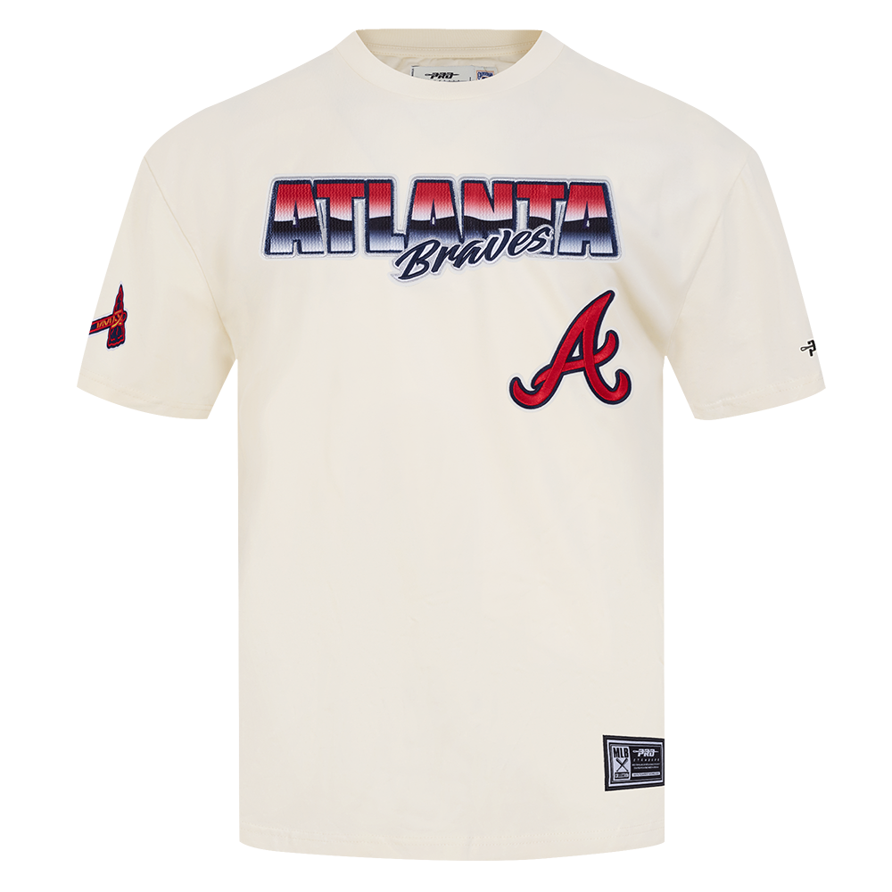 MLB ATLANTA BRAVES HAUT CHROME EN JERSEY DE COTON À ÉPAULES TOMBANTES POUR HOMME (COQUILLE D'ŒUF)