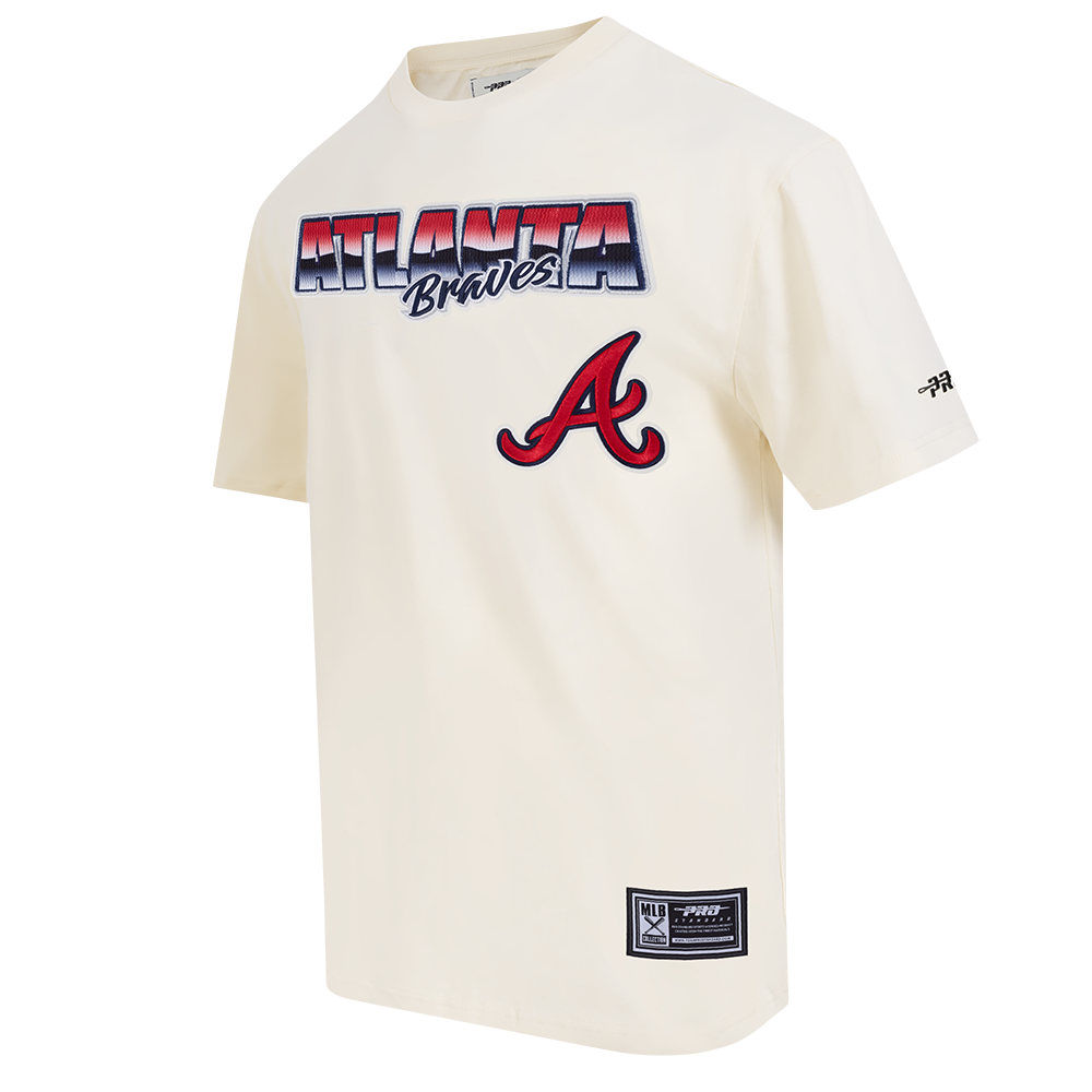 MLB ATLANTA BRAVES HAUT CHROME EN JERSEY DE COTON À ÉPAULES TOMBANTES POUR HOMME (COQUILLE D'ŒUF)