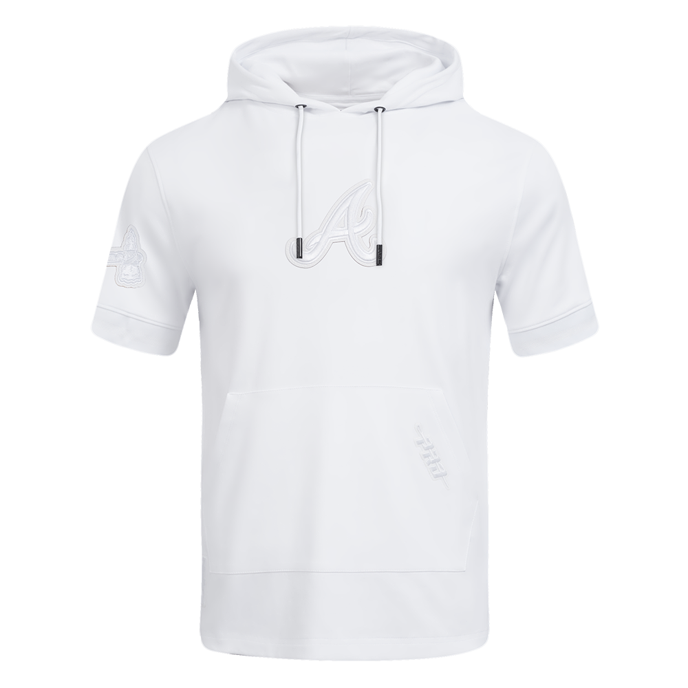 MLB ATLANTA BRAVES WHITE OUT CHANDAIL À CAPUCHON À MANCHES COURTES POUR HOMME (BLANC)