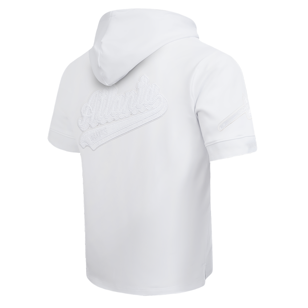 MLB ATLANTA BRAVES WHITE OUT CHANDAIL À CAPUCHON À MANCHES COURTES POUR HOMME (BLANC)