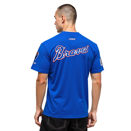MLB ATLANTA BRAVES BEST OF HAUT EN JERSEY DE COTON À ÉPAULES TOMBANTES POUR HOMME (BLEU ROYAL)