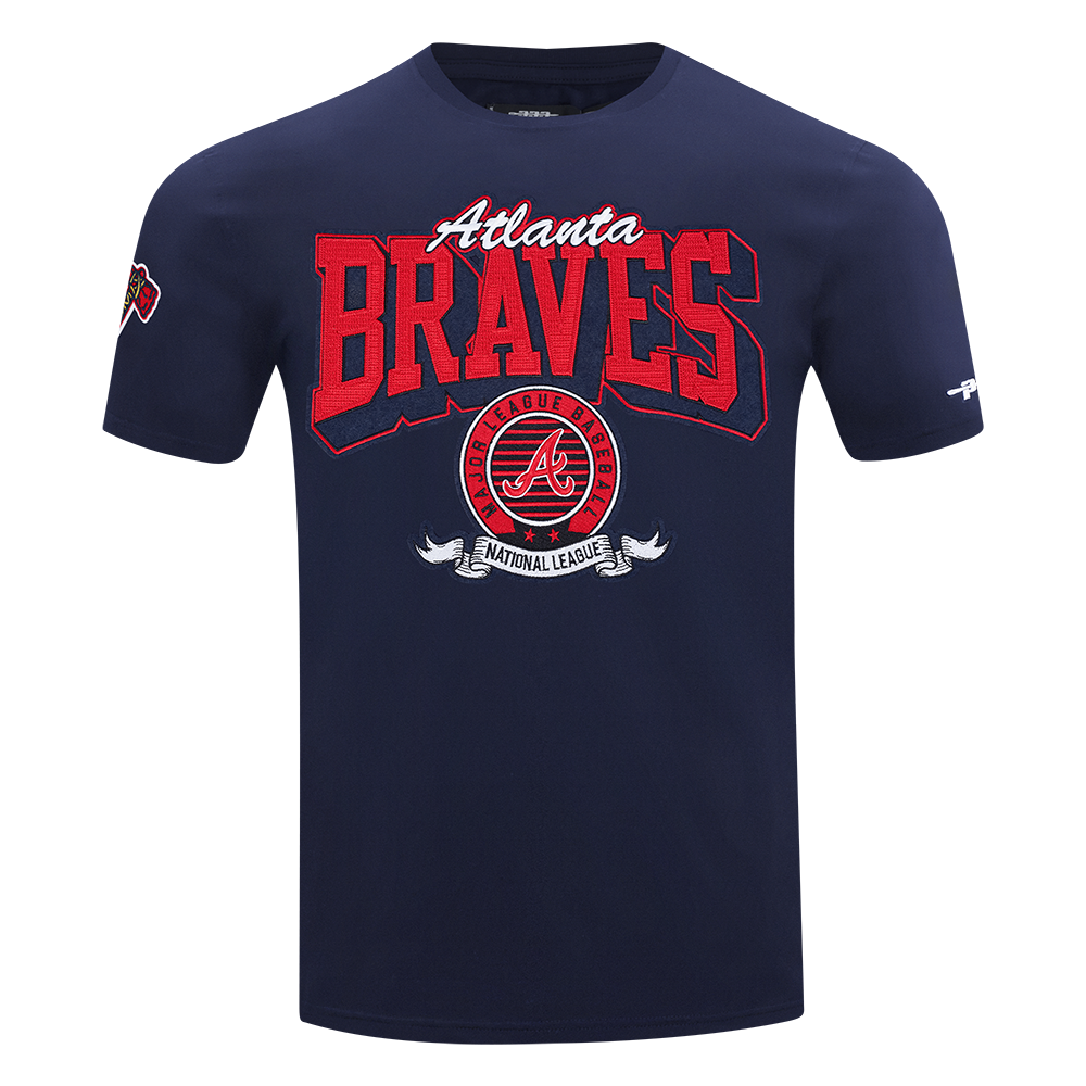 MLB ATLANTA BRAVES TEAM BADGE HAUT EN JERSEY SIMPLE POUR FEMME POUR HOMME (MARINE MINUIT)