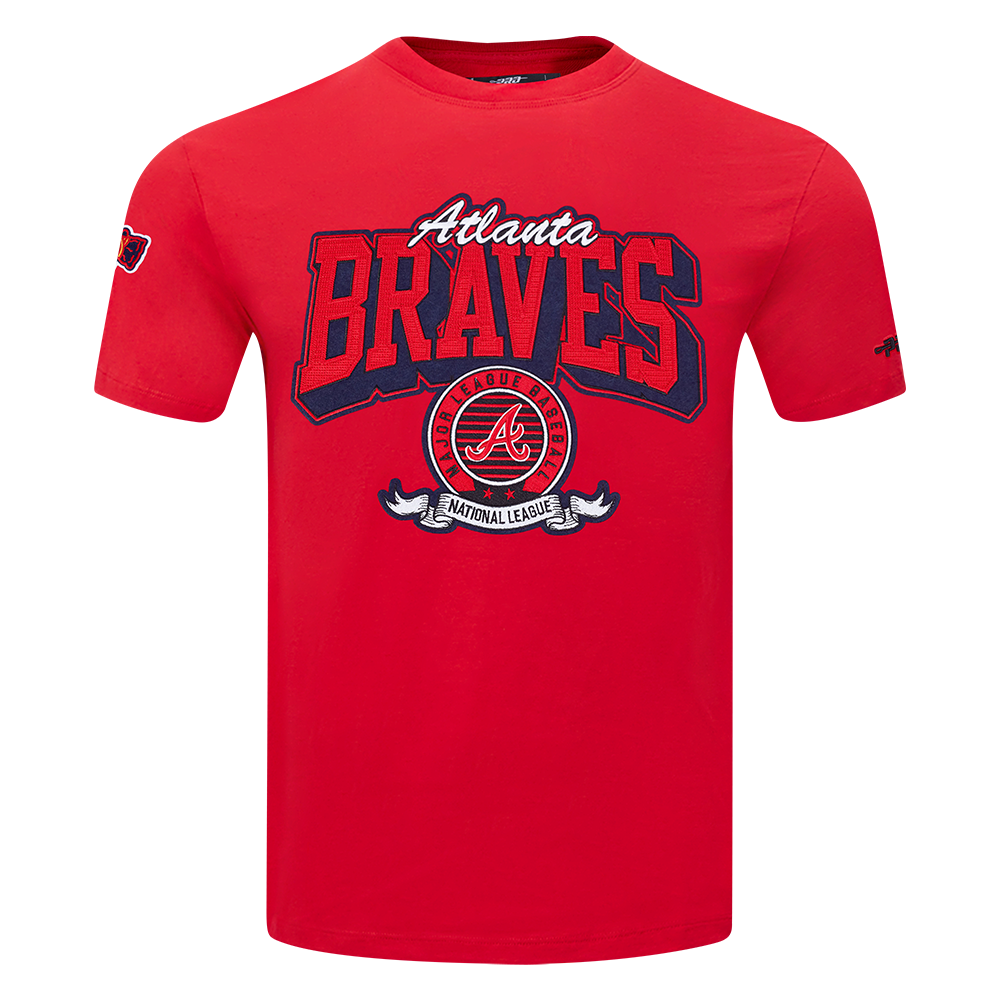 MLB ATLANTA BRAVES TEAM BADGE HAUT EN JERSEY SIMPLE POUR FEMME POUR HOMME (ROUGE)