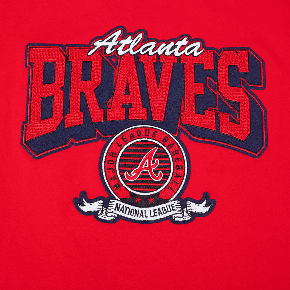 MLB ATLANTA BRAVES TEAM BADGE HAUT EN JERSEY SIMPLE POUR FEMME POUR HOMME (ROUGE)