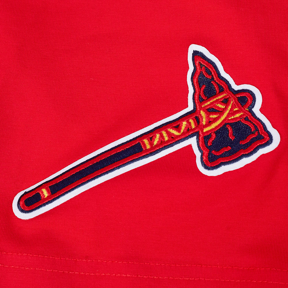 MLB ATLANTA BRAVES TEAM BADGE HAUT EN JERSEY SIMPLE POUR FEMME POUR HOMME (ROUGE)
