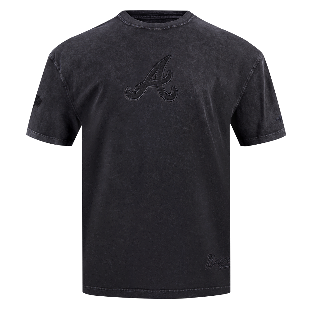 MLB ATLANTA BRAVES WASHED CLASSIC T-SHIRT À MANCHES COURTES POUR HOMME (NOIR DÉLAVÉ)
