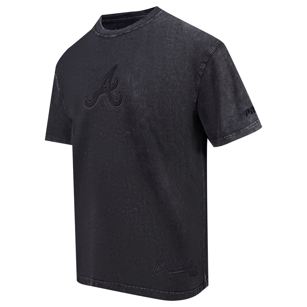 MLB ATLANTA BRAVES WASHED CLASSIC T-SHIRT À MANCHES COURTES POUR HOMME (NOIR DÉLAVÉ)