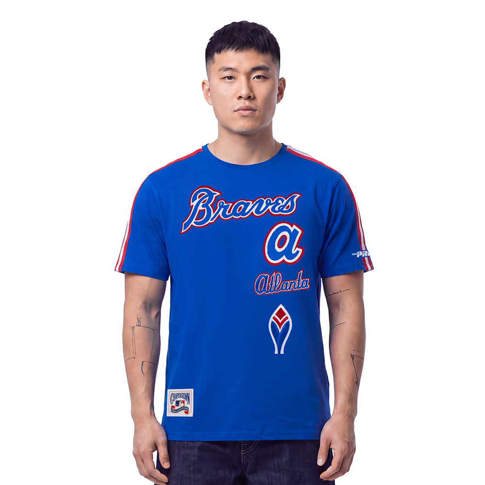 MLB ATLANTA BRAVES RETRO CLASSICS HAUT POUR HOMME (BLEU ROYAL/ROUGE)
