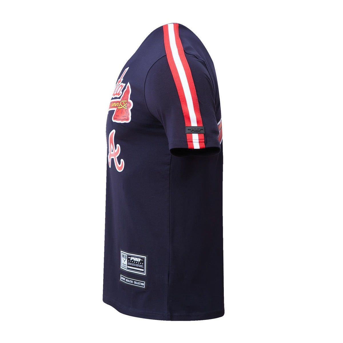 MLB ATLANTA BRAVES HAUT PRO TEAM À BANDES ET À LOGO POUR HOMME (MARINE MINUIT/ROUGE)