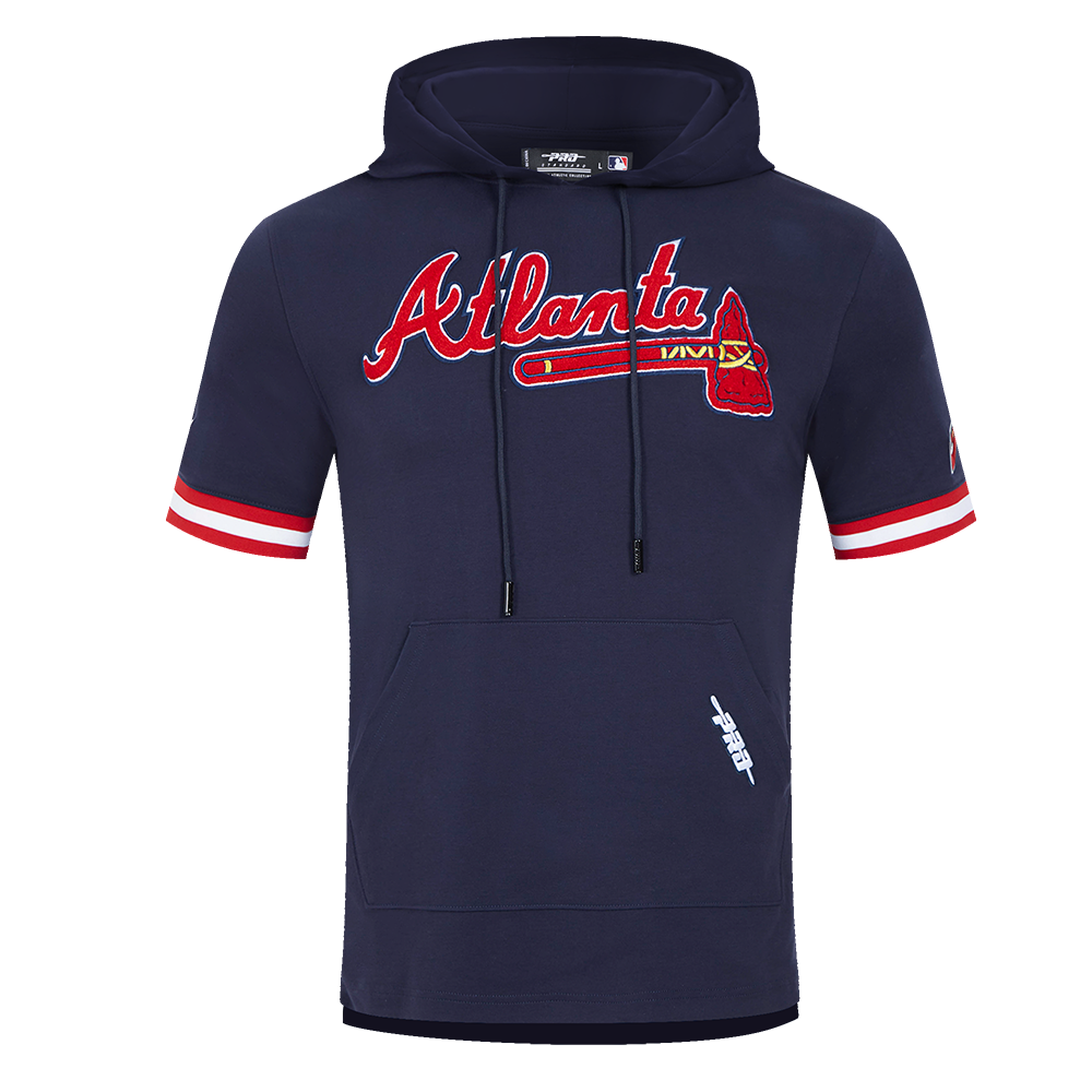 MLB ATLANTA BRAVES CLASSIC CHENILLE CHANDAIL À CAPUCHON POUR HOMME (MARINE MINUIT/ROUGE)