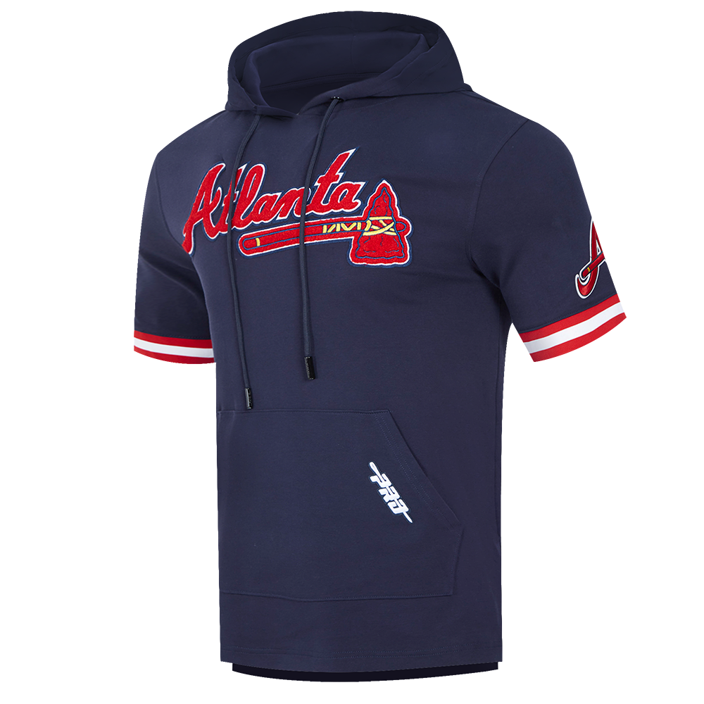 MLB ATLANTA BRAVES CLASSIC CHENILLE MEN'S PO HOODIE (MIDNIGHT NAVY/RED)