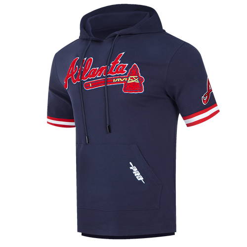 MLB ATLANTA BRAVES CLASSIC CHENILLE MEN'S PO HOODIE (MIDNIGHT NAVY/RED)