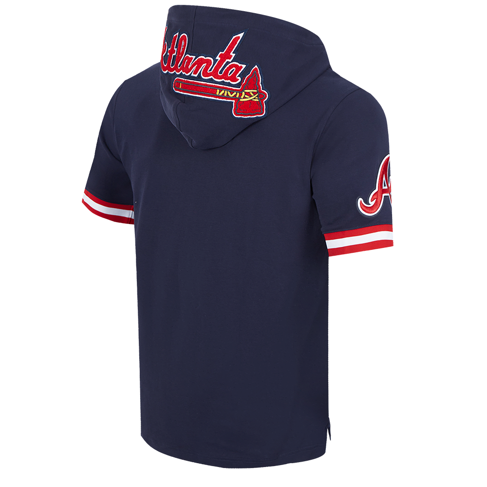 MLB ATLANTA BRAVES CLASSIC CHENILLE MEN'S PO HOODIE (MIDNIGHT NAVY/RED)