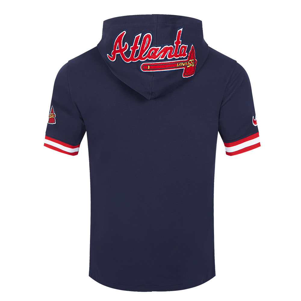 MLB ATLANTA BRAVES CLASSIC CHENILLE MEN'S PO HOODIE (MIDNIGHT NAVY/RED)