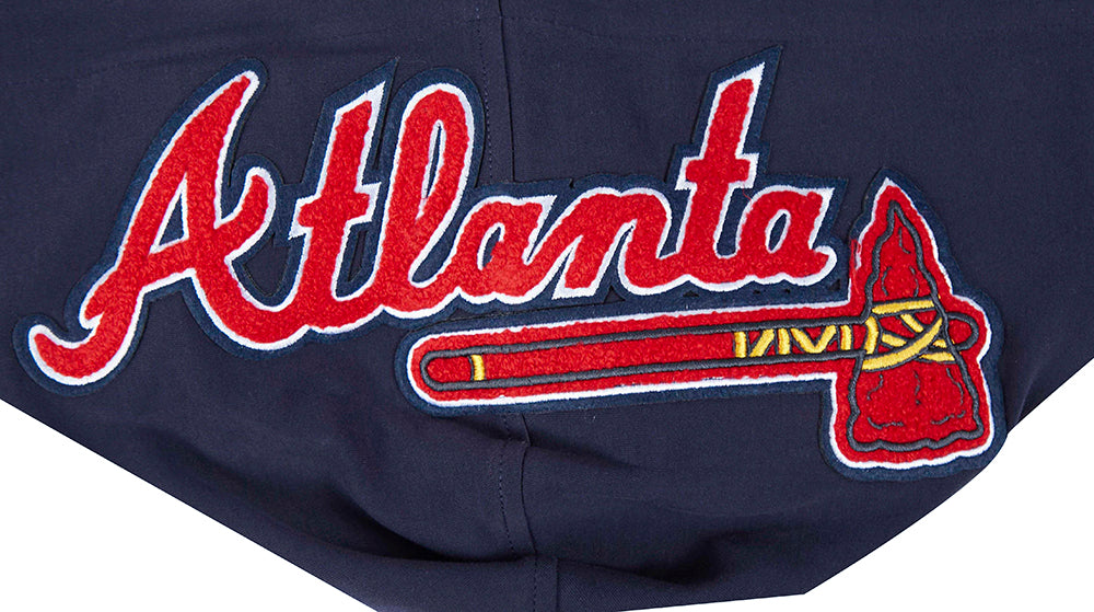 MLB ATLANTA BRAVES CLASSIC CHENILLE MEN'S PO HOODIE (MIDNIGHT NAVY/RED)