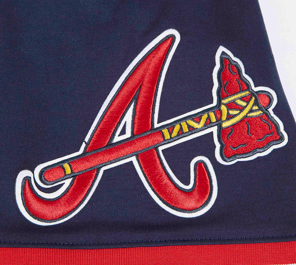 MLB ATLANTA BRAVES CLASSIC CHENILLE MEN'S PO HOODIE (MIDNIGHT NAVY/RED)