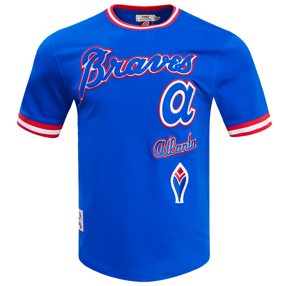 MLB ATLANTA BRAVES RETRO CLASSIC HAUT POUR HOMME (BLEU ROYAL/ROUGE)